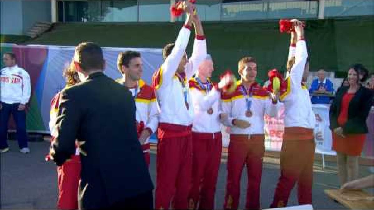 Men's 4x100m relay T11-13 | Victory Ceremony | 2014 IPC Athletics European Championships Swansea