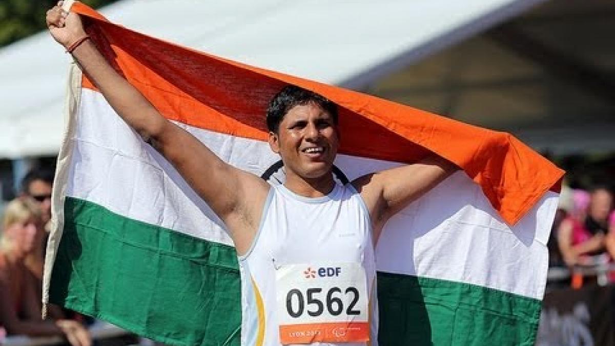 Athletics - Devendra - men's javelin throw F46 final  - 2013 IPC Athletics World Championships, Lyon