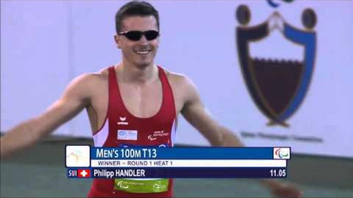 Men's 100m T13 | heat 1 |  2015 IPC Athletics World Championships Doha