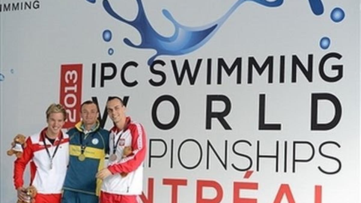 Swimming - men's 100m breaststroke SB8 medal ceremony - 2013 IPC Swimming World Championships