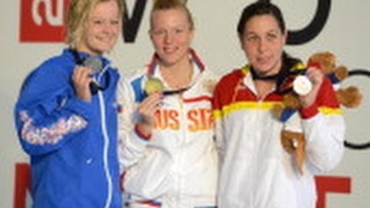 Swimming - women's 50m freestyle S12 medal ceremony - 2013 IPC Swimming World Championships