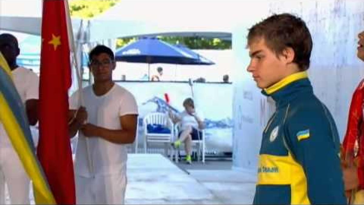 Swimming - men's 50m butterfly S7 medal ceremony - 2013 IPC Swimming World Championships Montreal