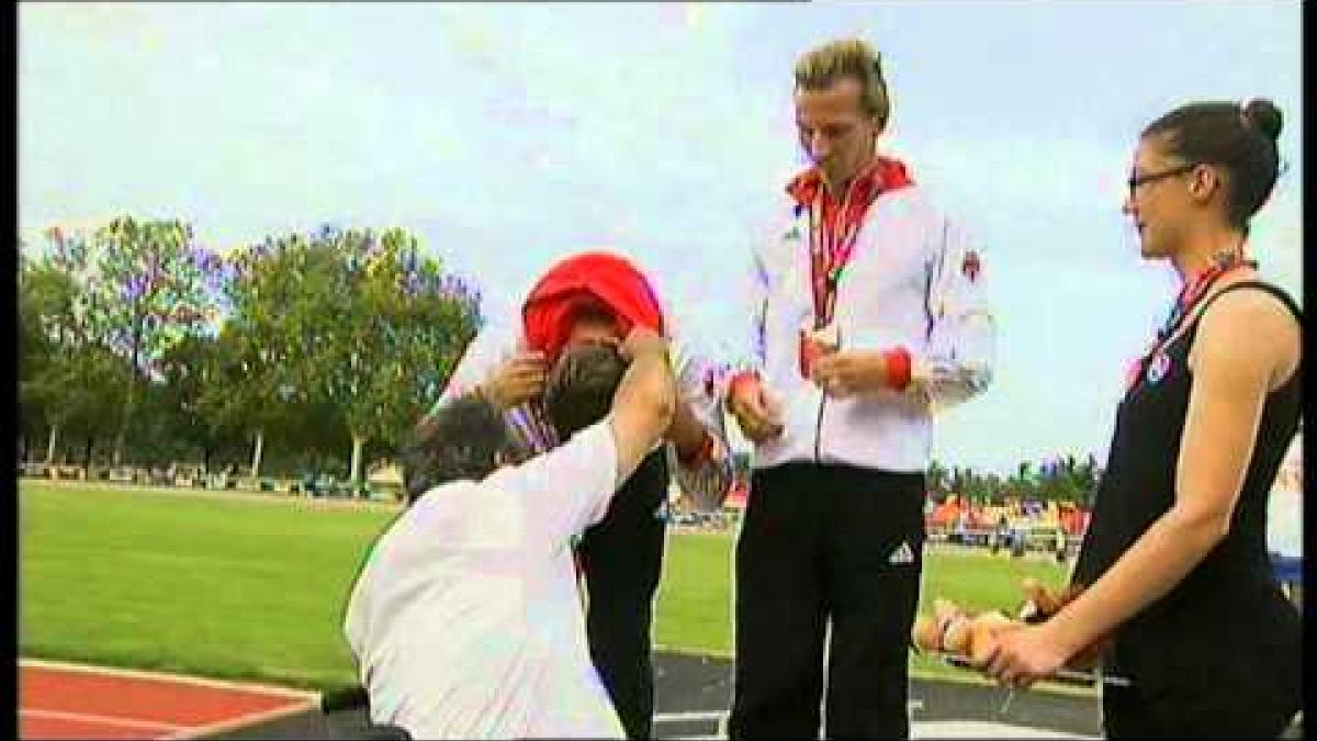 Athletics -  men's 400m T12 Medal Ceremony  - 2013 IPC Athletics World Championships, Lyon
