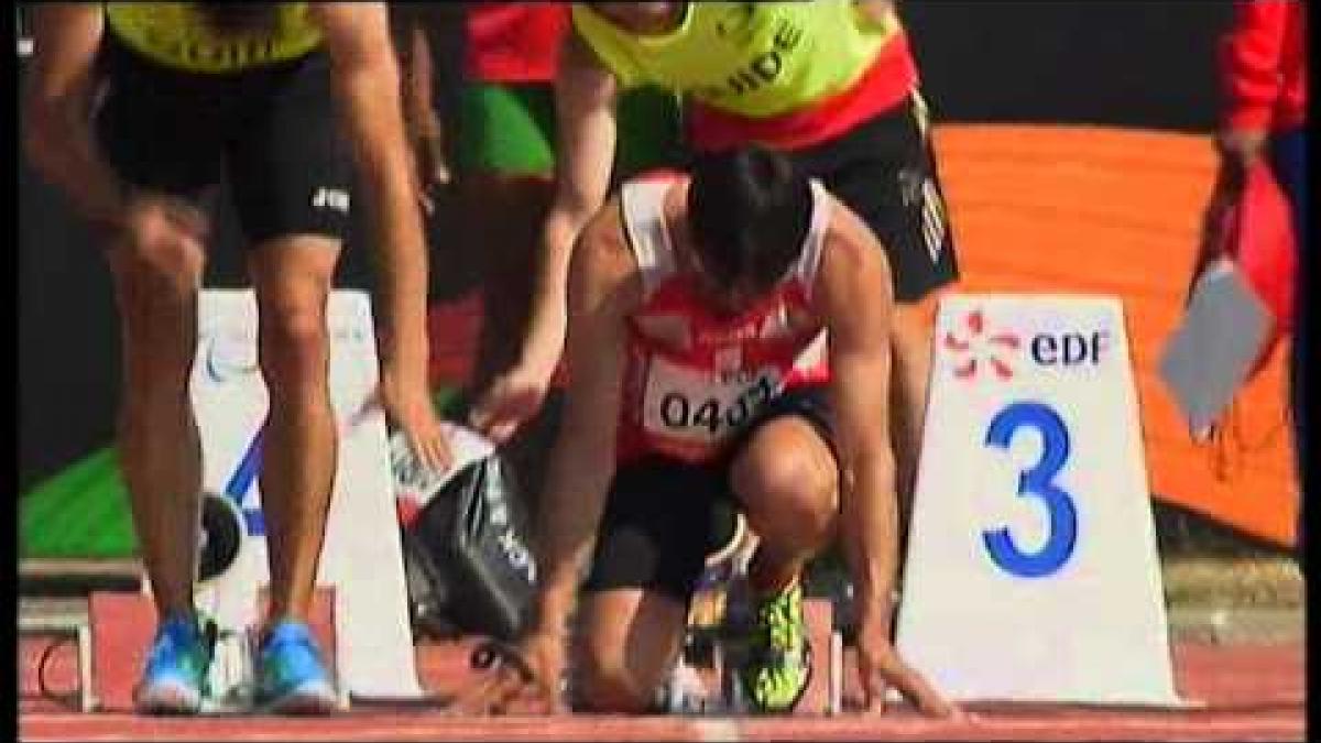 Athletics - Men's 100m - T11 Round 1 Heat 3 - 2013 IPC Athletics World Championships, Lyon