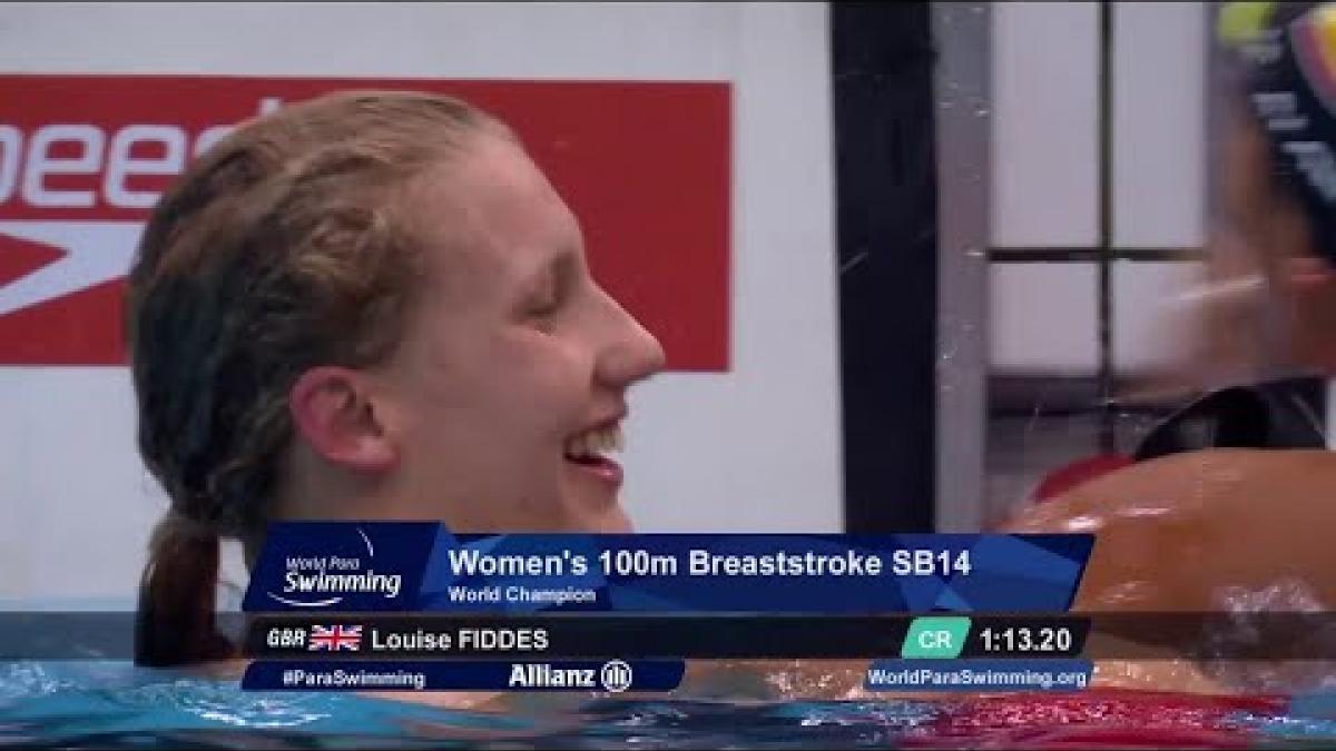 Video Thumbnail about the women&#039;s breaststroke SB14 final London 2019 with a male Para swimmer in action. 