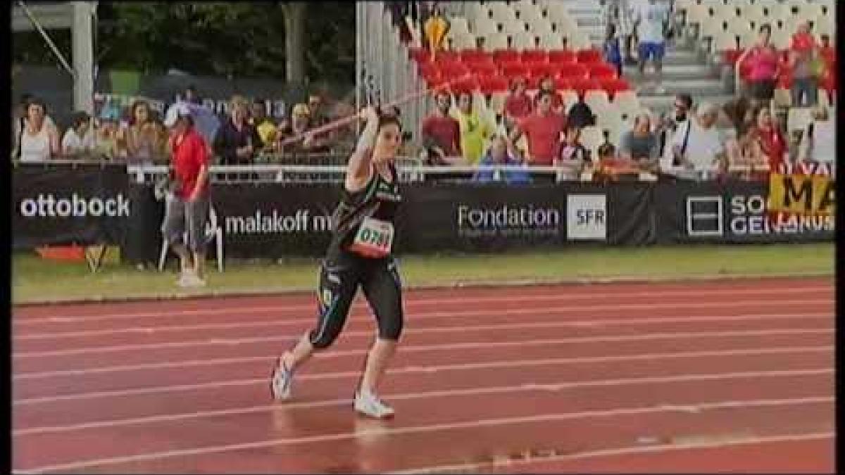 Athletics - Holly Robinson - women's javelin throw F46 final - 2013 IPC Athletics World C...