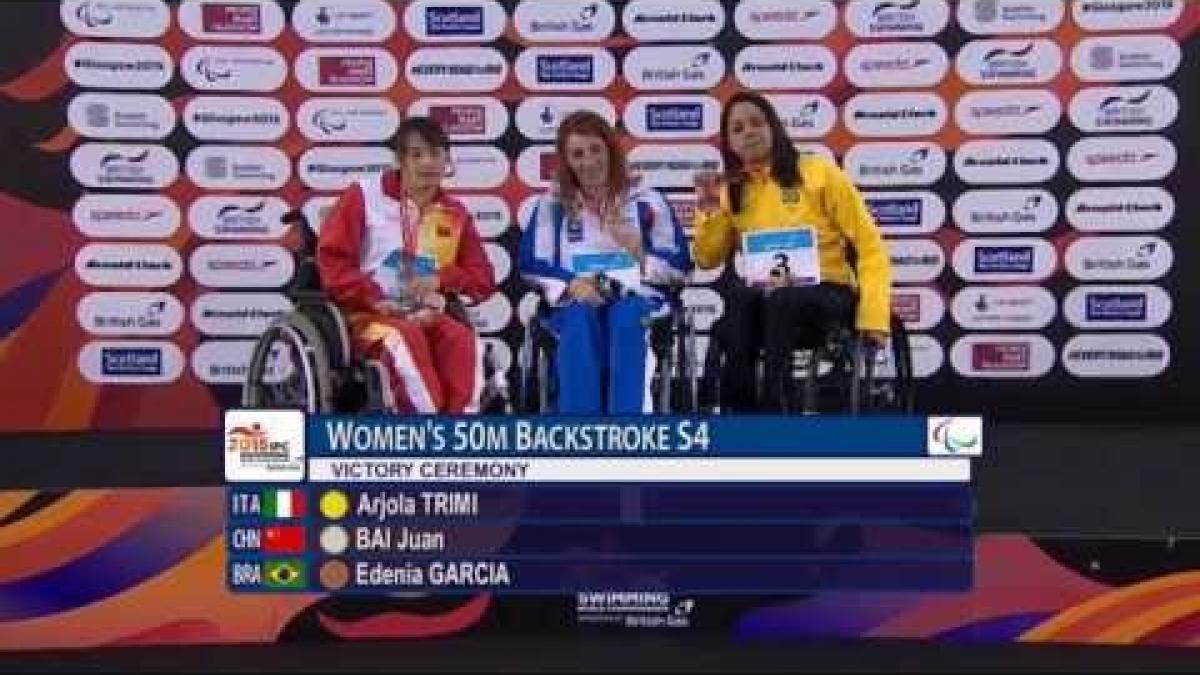 Women's 50m Backstroke S4 | Victory Ceremony | 2015 IPC Swimming World Championships Glasgow