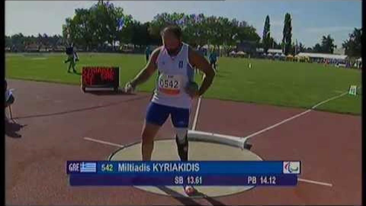 Athletics - Miltiadis Kyriakidis - men's shot put F44 final - 2013 IPC Athletics World C...