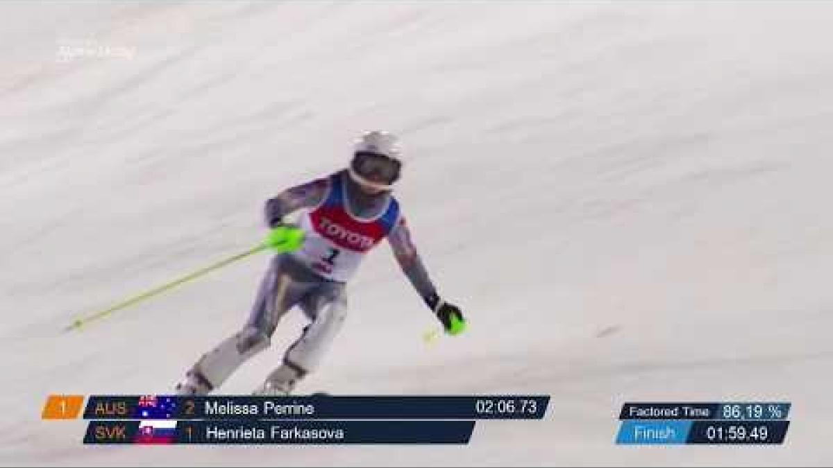 Henrieta Farkasova and guide Natalia Subrtova - 1st Women's Slalom VI - 2018 World Cup Zagreb