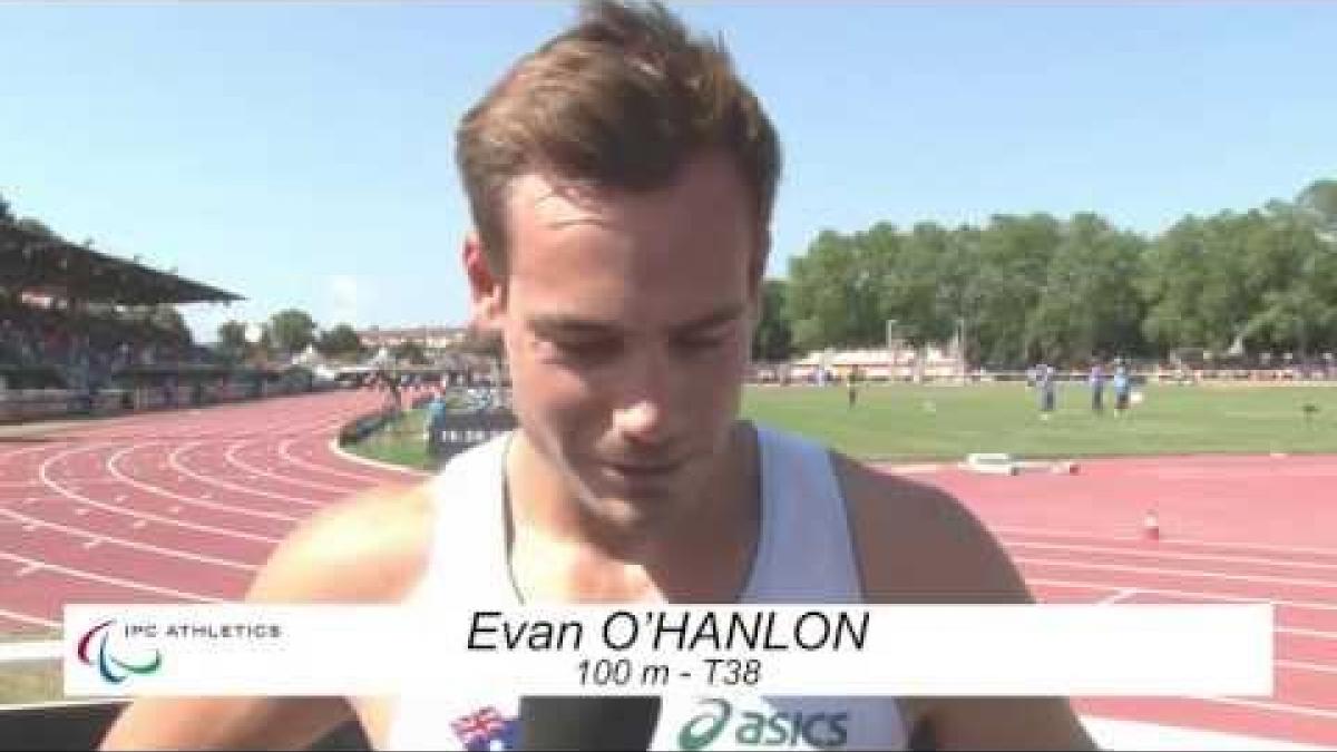 Interview: Evan O'Hanlon - men's 100m T38 semi-final - 2013 IPC Athletics World Championships, Lyon