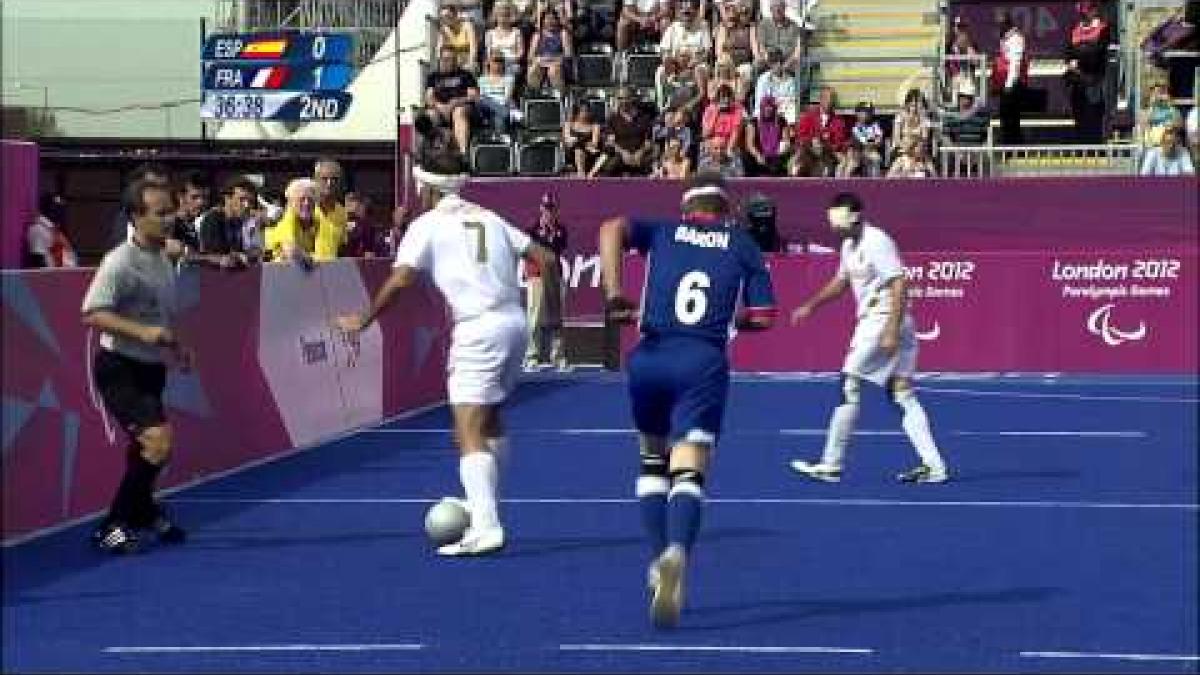 Football 5 a side   ESP versus FRA   2nd half   Men's Semifinal 1   London 2012 Paralympic Games